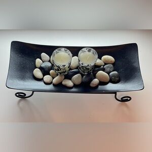 ⭐️Host Pick⭐️ Black Decorative Tray with Candles and Stones